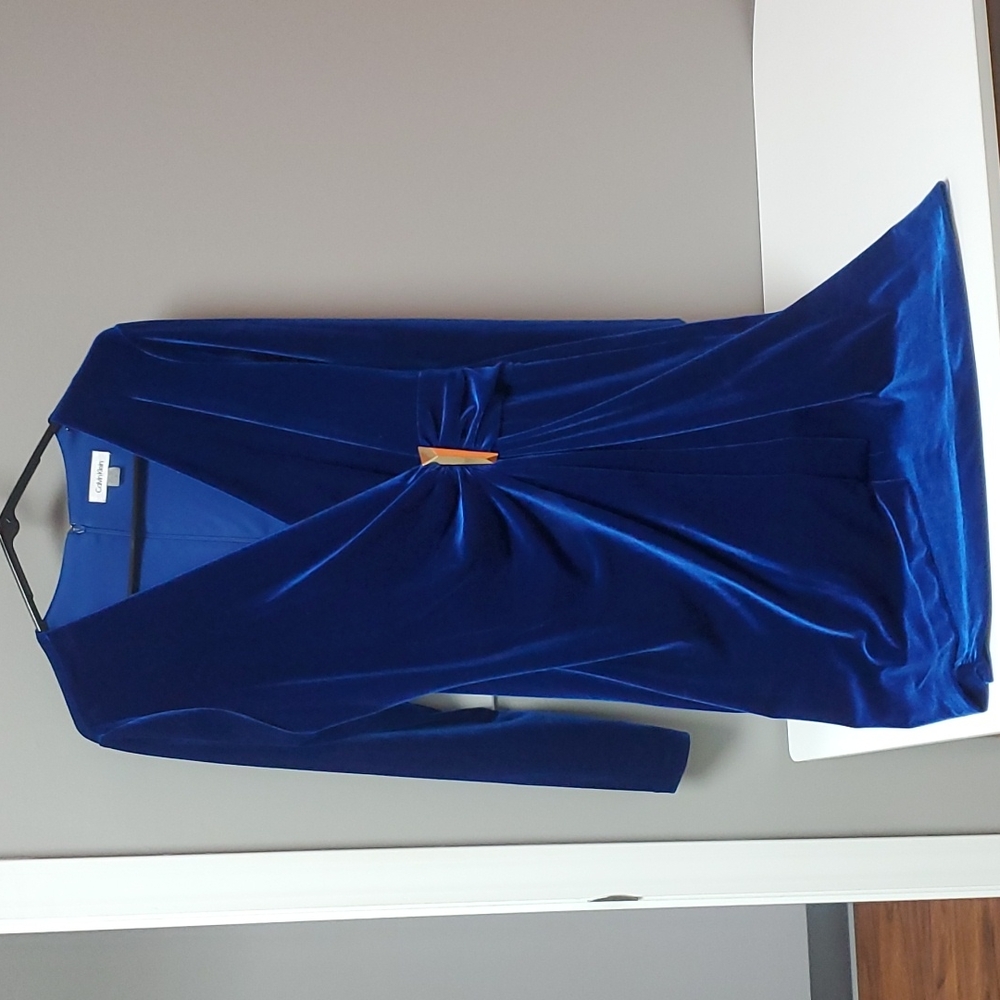 Calvin Klein Royal Blue Velvet Long Sleeve Dress size 10